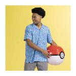 Pokémon Tropical Slowpoke, Shellder & Ditto Spirals Light Blue Tropical Shirt – Men - Image 4