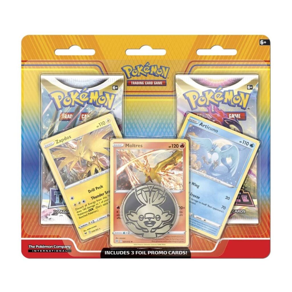 2ee71652-1a0f-5cbb-9fe6-24574dcea1be-1024x1024-1.jpg Pokémon TCG: Articuno, Zapdos & Moltres Cards with 2 Booster Packs & Coin - Image 1