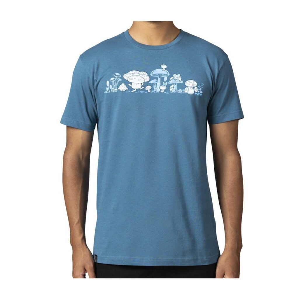 3410c2de-db20-537e-ba2d-38d98f167c68-1024x1024-1.jpg Mushroom Forest Pokémon Nature: Fall Blue Relaxed Fit Crew Neck T-Shirt – Adult - Image 1