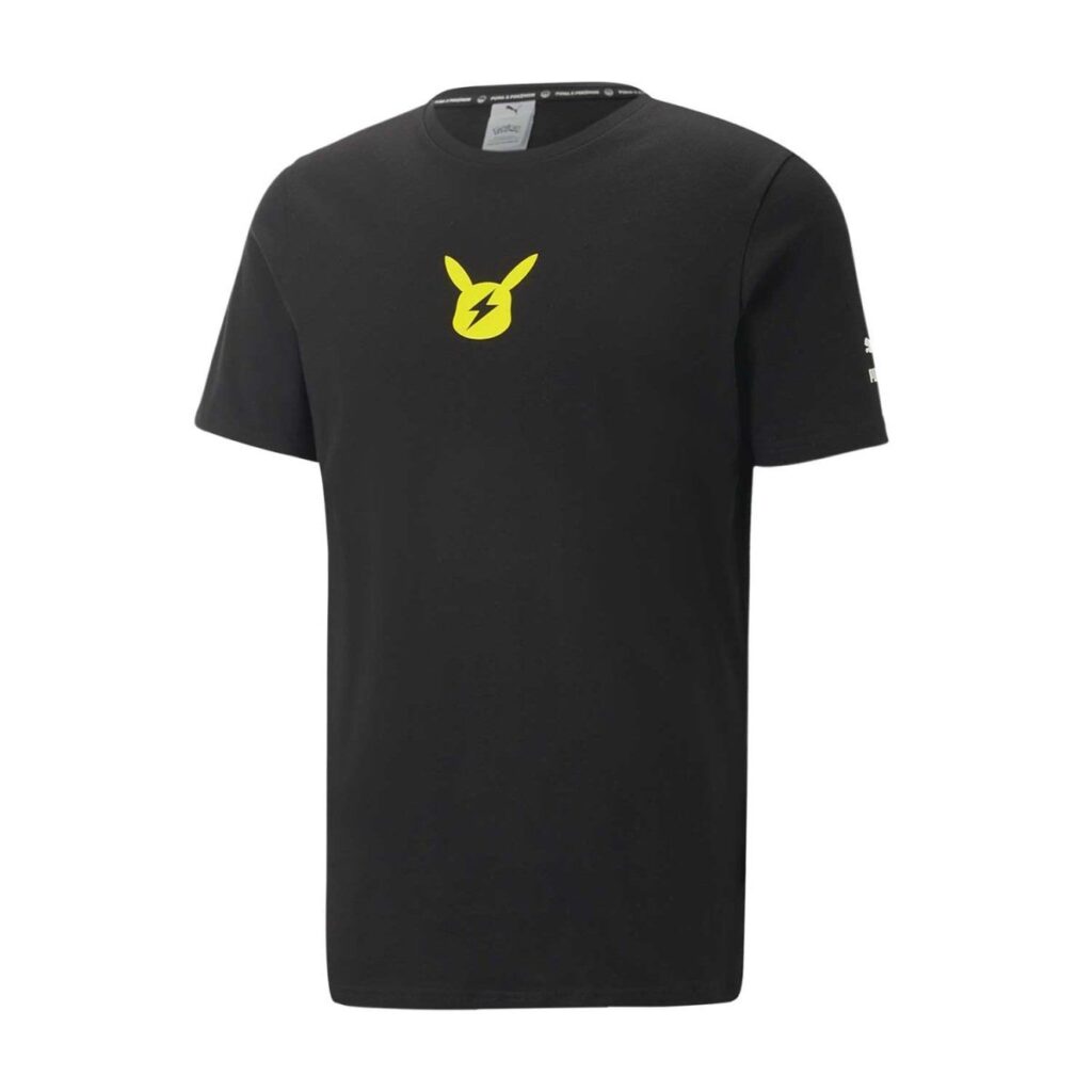 394ada46-81a5-5e80-b124-f041fa1db267-1024x1024-1.jpg PUMA × Pokémon: Pikachu Puma Black Jersey T-Shirt – Adult - Image 1
