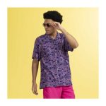 Pokémon Tropical Slowpoke, Shellder & Ditto Spirals Dark Blue Tropical Shirt – Men - Image 3