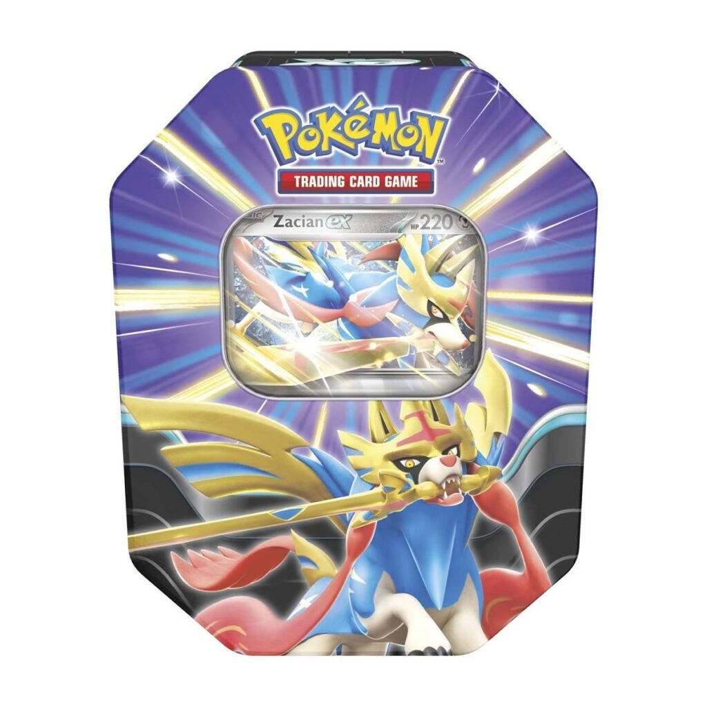 45cae5ff-c594-57fc-b351-35294a818ddc-1024x1024-1.jpg Pokémon TCG: Slashing Legends Tin (Zacian ex) - Image 1
