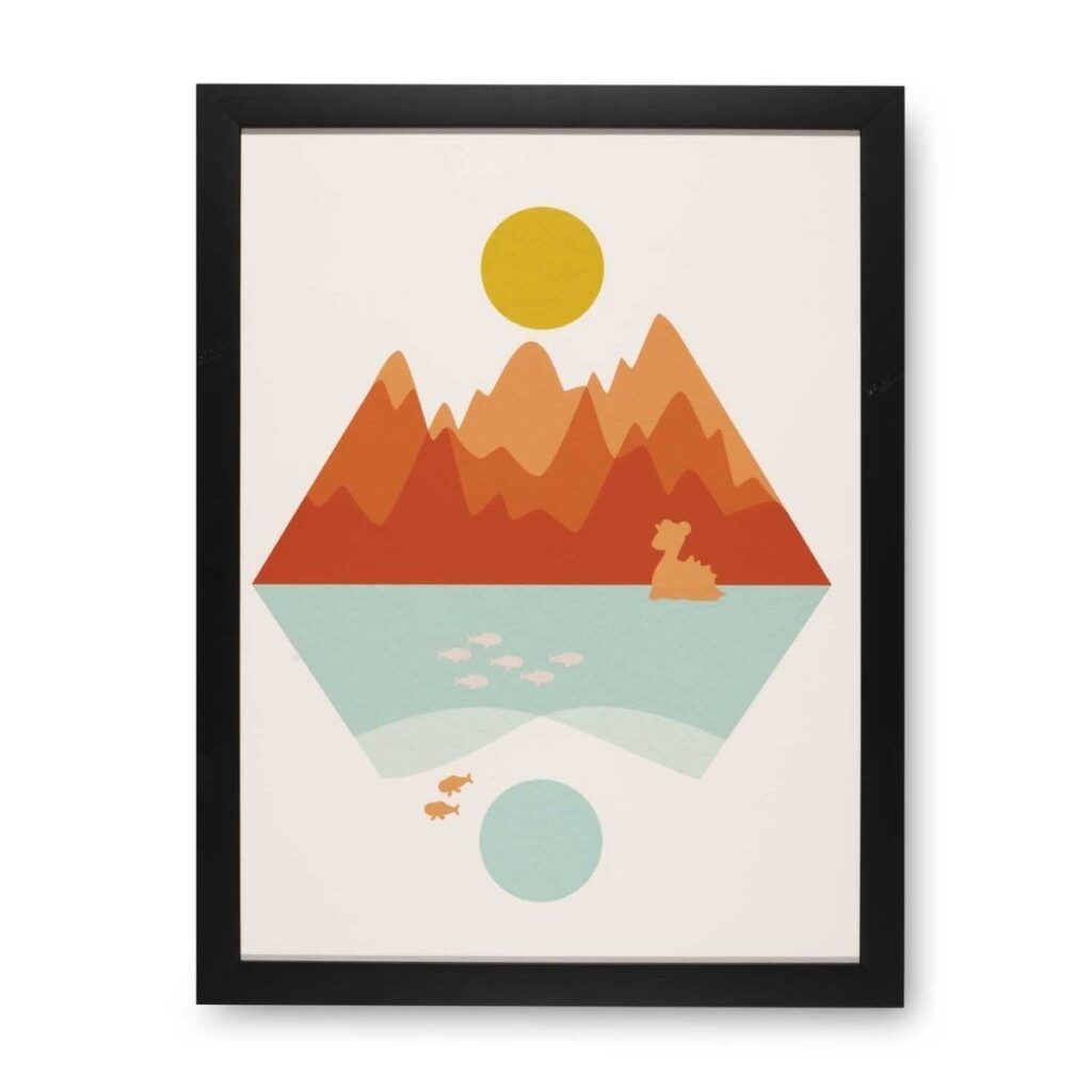 5041cefb-94c4-5026-92f7-4738d14f69b0-1024x1024-1.jpg Lapras Mountains Orange Framed Wall Art - Image 1