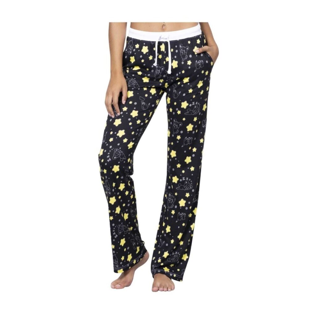 5ec023a6-47c9-572b-81e6-463e9dcc05a5-1024x1024-1.jpg Pikachu & Teddiursa Black & Yellow Lounge Pants – Women - Image 1