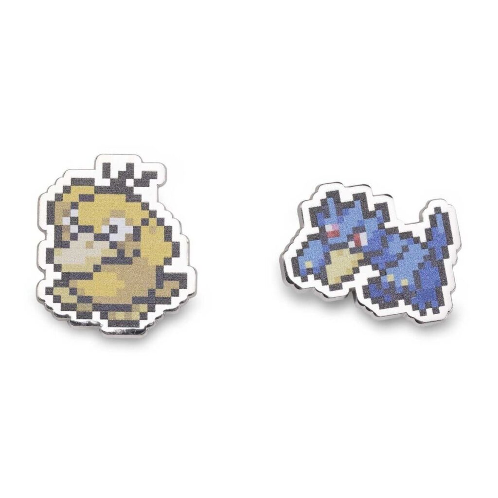 66fe6fc5-c02f-5b30-af8f-028c46ab9923-1024x1024-1.jpg Psyduck & Golduck Pokémon Pixel Pins (2-Pack) - Image 1