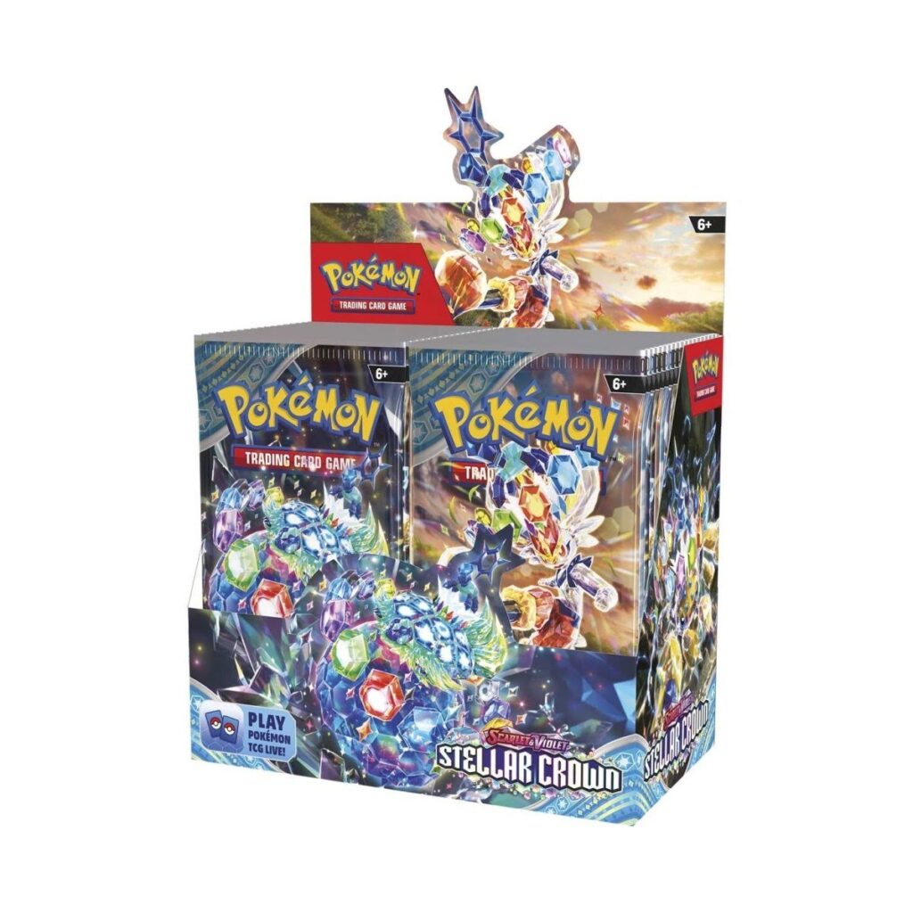 6e1aca23-b67a-503b-bb05-deacae3d4923-1024x1024-1.jpg Pokémon TCG: Scarlet & Violet-Stellar Crown Booster Display Box (36 Packs) - Image 1