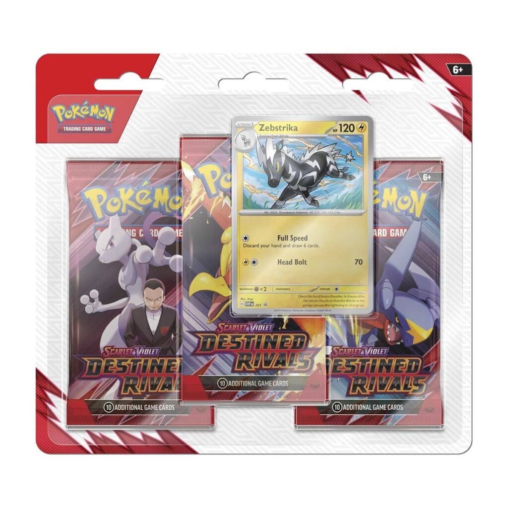 98e6e51c-12e5-5d04-a10b-7709fd305852-1024x1024-1.jpg Pokémon TCG: Scarlet & Violet-Destined Rivals 3 Booster Packs & Zebstrika Promo Card - Image 1