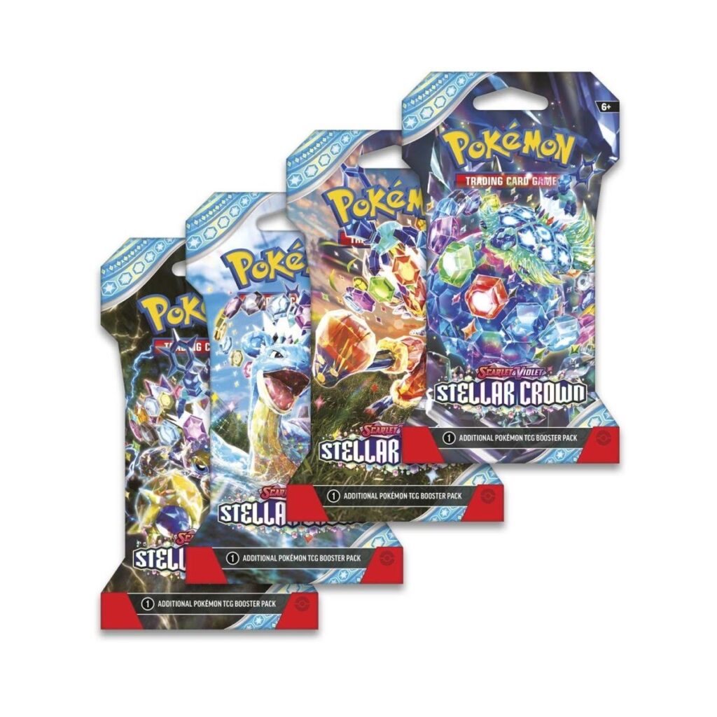 a96773a9-b3b6-5192-8f66-0aed3fe2a5de-1024x1024-1.jpg Pokémon TCG: Scarlet & Violet-Stellar Crown Sleeved Booster Pack (10 Cards) - Image 1