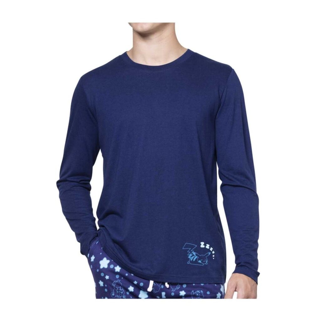 aa2457f9-fdf5-5297-b4d1-f4547b554a3f-1024x1024-1.jpg Pikachu Blue Relaxed Fit Crew Neck Long-Sleeve T-Shirt – Men - Image 1