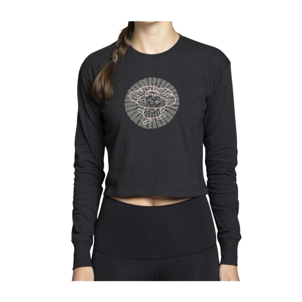 cdc0456c-2357-542d-8b38-273b683cce5f-1024x1024-1.jpg Pikachu, Shiinotic & Friends Pokémon Nature: Fall Black Heavyweight Crop Long-Sleeve Shirt – Women - Image 1