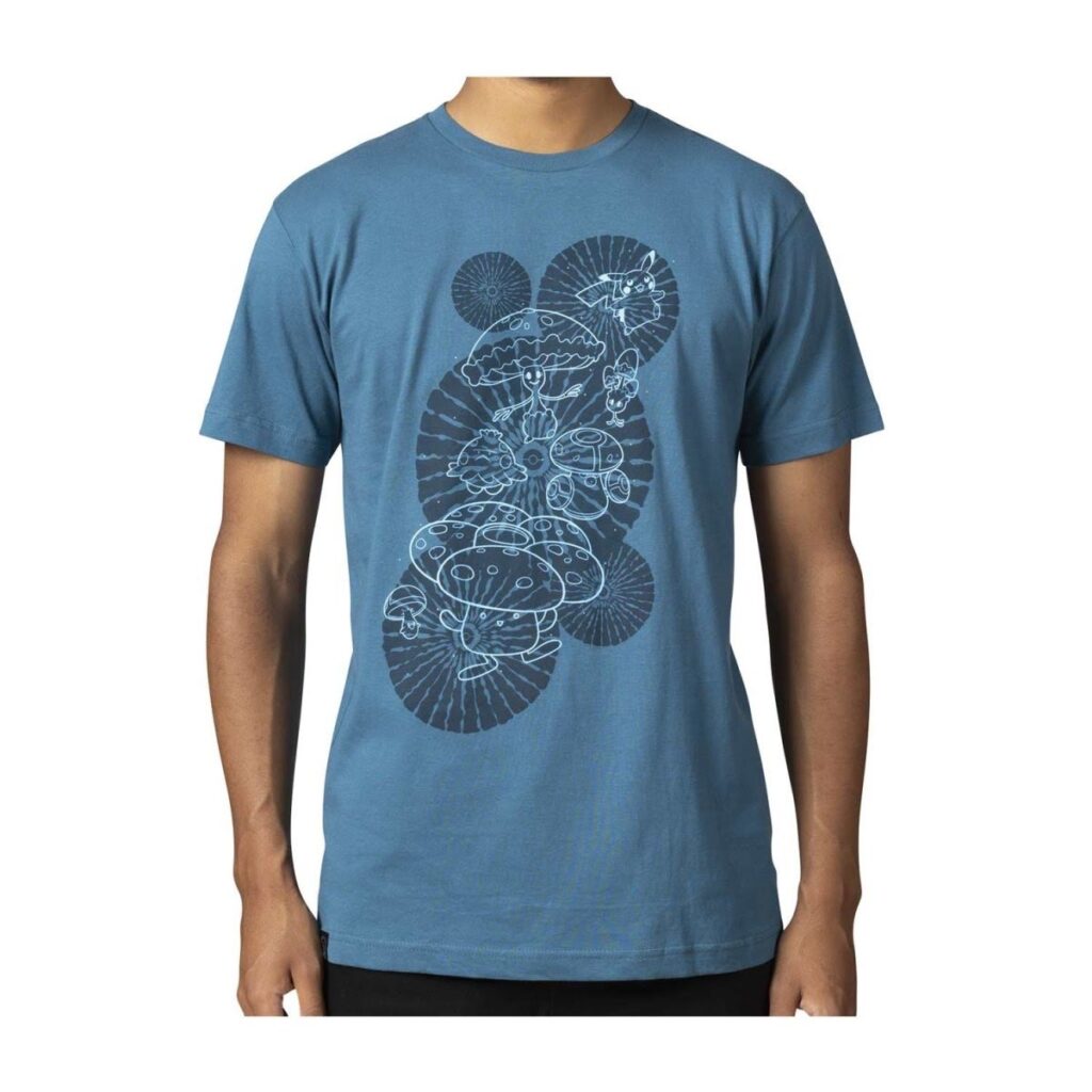 e4ec9486-b0a4-572a-b4dd-c4c40a347122-1024x1024-1.jpg Pikachu, Shiinotic & Friends Pokémon Nature: Fall Blue Relaxed Fit Crew Neck T-Shirt – Adult - Image 1