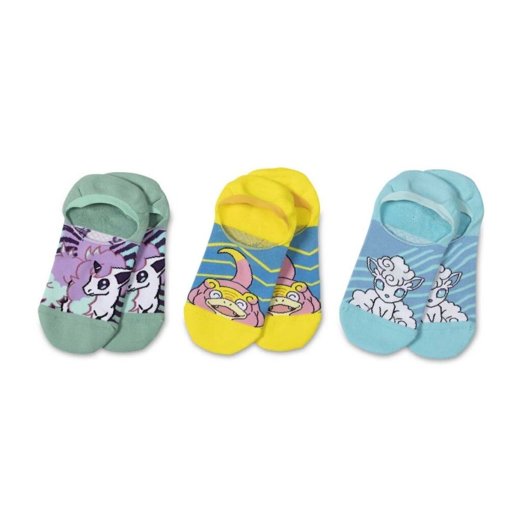 e774ff1c-ca95-5f49-a6a2-59d449e36e48-1024x1024-1.jpg Alolan Vulpix, Galarian Ponyta & Galarian Slowpoke No-Show Socks (3 Pairs) (One Size-Adult) - Image 1
