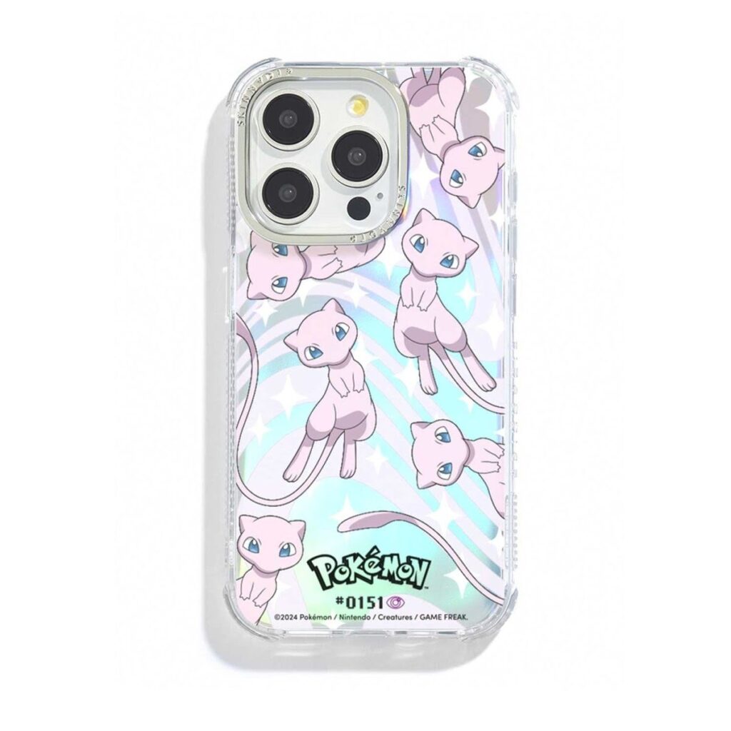 eb38d65c-b673-5f7f-b603-ec6e58ae3be6-1024x1024-1.jpg Pokémon × Skinnydip: Holo Mew Shock Case for iPhone - Image 1