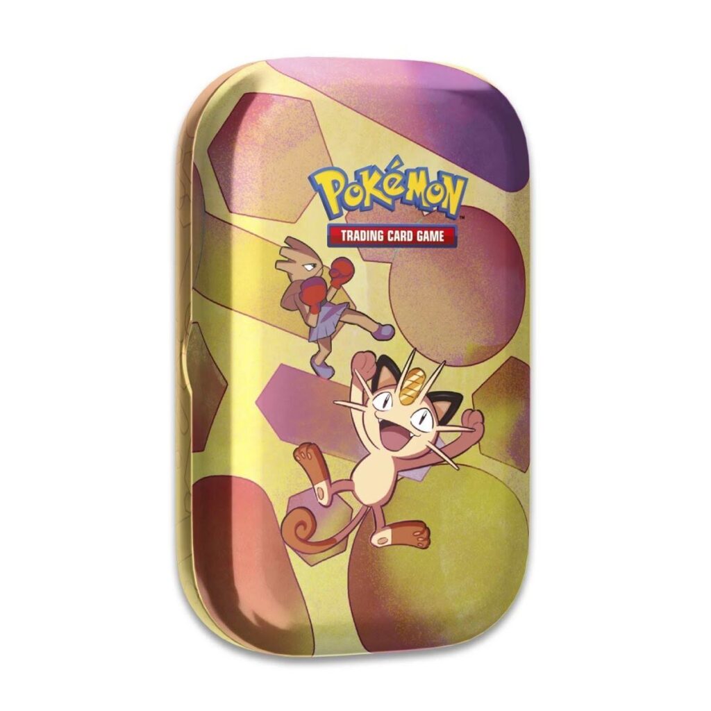 f31502df-cd09-5cc2-ac4c-39d7f992e04a-1024x1024-1.jpg Pokémon TCG: Scarlet & Violet-151 Mini Tin (Meowth & Hitmonchan) - Image 1