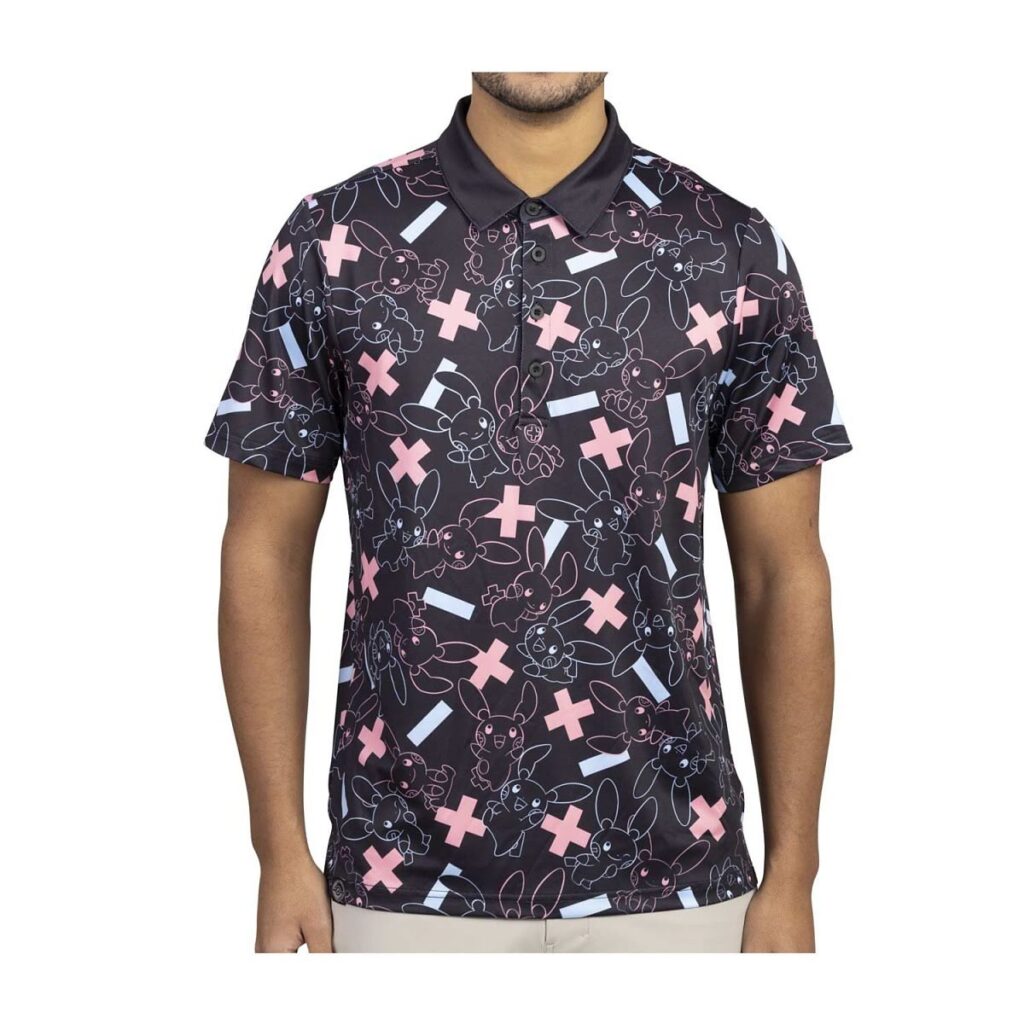 f836b42a-5c96-56e3-a6bd-eb360cc391af-1024x1024-1.jpg Plusle & Minun Pokémon Clubhouse Polo Shirt – Men - Image 1